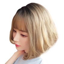 KNPD 칠월의황후 여성 단발 보브컷 전체 가발, 네츄럴 블론드, 1개
