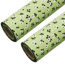 포포팬시 미니플라워 비닐 증착 롤 포장지 대 53cm x 20m, 연두, 2개