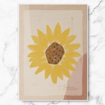 RYMD Drawing Sunflower 메탈 액자, 화이트
