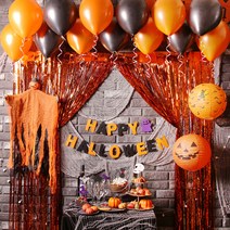 홈파티장식 할로윈 풍선세트, 펌킨오렌지(손펌프 랜덤발송), 1세트