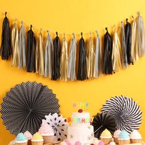 파티해 데일리 파티 태슬가랜드 3종, 블랙, 1세트