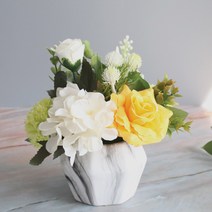 모리앤 조화 감사의 마음 NO.4 센터피스, 옐로우 마블, 1개