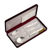인스푼 꼬마거북 어린이은수저 스푼 + 젓가락 + 포크, 청색, 1세트