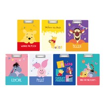 디즈니 푸우 클립보드 7종 세트, Yellow, ivory, purple, pink, blue, deep blue, mint, 1세트