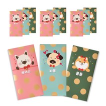 더솜씨 멍냥이 용돈봉투 3종세트, 냥이, 시바, 멍이, 4세트