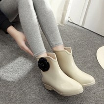 슈벨 하비츠 플라워 패션 앵클 미들 레인부츠