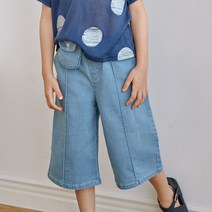 위시키즈 아동용 포켓 장식 8부 데님팬츠