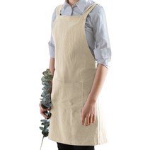 블럭마트 단색 린넨 앞치마, 베이지, 1개