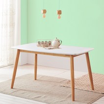 홈인홈 심플 HPM 원목 식탁 겸 테이블 1400 x 800 x 760 mm, 화이트내추럴