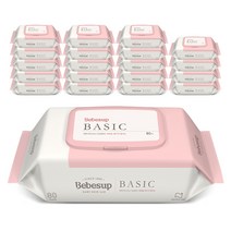 베베숲 베이직 플레인 아기물티슈 캡형, 80매, 20팩