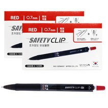 마이펜 세이프티클립 볼펜 0.7mm, 적색, 24개
