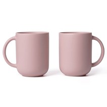 보울보울 레트로라인 핸들 머그컵 370ml, 파우더핑크, 2개