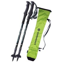 버먼트 퍼포먼스 3단 등산스틱 2p + 파우치 그린 세트, 블랙