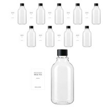 병도매닷컴 ARB300 투명 페트병 300ml + 검정캡 + 병라벨 스티커 N1S, 10세트