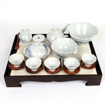 안녕도자기 삼백 꽃잎 연화문 교육용 종합 5인 다기세트