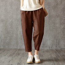 레몬소울 여성용 인크 린넨 베이직 8부 배기팬츠