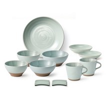 광주요 단지 연쑥빛 2인 홈식기 세트 11p, 혼합색상, 밥그릇 2p + 국그릇 2p + 찬기 2p + 요리볼 +커피잔 2p + 수저받침 2p