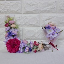 조화 납골당 수국 리스 + 꽃다발 세트, 퍼플