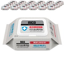 리꼬 손소독 물티슈 캡형, 20매, 30팩