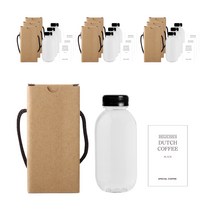 버블밀크티 병 450ml + 검정캡 + 심플더치커피S 병라벨 스티커 + 박스, 10세트