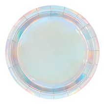 파티팡 메탈릭 일회용 파티 접시 23cm 홀로그램 실버, 10개입, 3개