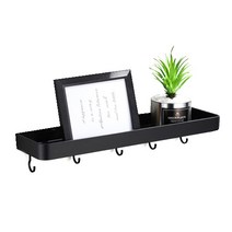 깔끔한 공간활용 매트블랙 다용도 스토리지 선반 고리 40cm, 블랙, 1개