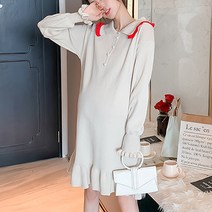 마켓에이 컬러레이스 프릴 임산부 원피스