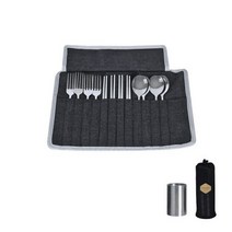 스노우라인 휴대용 숟가락 4p + 젓가락 4벌 + 포크 4p + 수저통 + 수납 케이스 세트, 혼합색상, 1세트