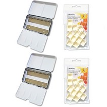 문교 고체형 수채물감 틴케이스 팔레트 소형 2p + 빈 케이스 12칸 2p 세트, 1세트