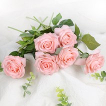 리드홈 조화 장미 꽃 6송이, 베이비핑크