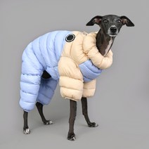 퍼피아 강아지 고양이 투톤 패딩 올인원 점퍼, 베이지