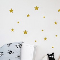 퍼니즈 별 패턴 월 데코 그래픽 시트지, 골드