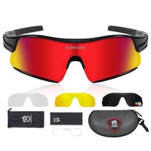 커샤크 스포츠 고글 자외선차단 도수클립 렌즈 교체형 QE49, Black Red(QE49-BR)