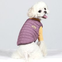 파스텔독 강아지 투버튼 깔깔이 조끼 패딩, 퍼플