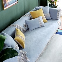 알럽홈 셔닐 레이스 논슬립 패브릭 쇼파패드, 블루그레이