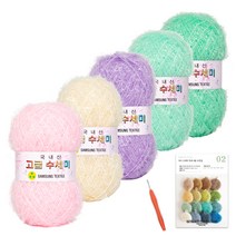 고급 수세미 80g x 5p + 코바늘 오렌지 5호 + 인쇄도안 8종 뜨개질 DIY 패키지, 1세트, 캔디파스텔