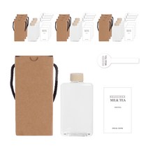 통통납작 공병 500ml + 미색캡 + 전용박스 + 심플영문밀크티L 스티커 + 봉인 스티커 세트 N1, 10세트