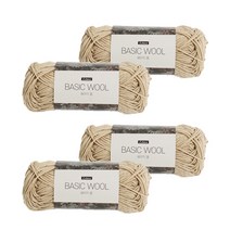 리네아 베이직 울 뜨개실 80g x 4p, 203 노란베이지, 125m