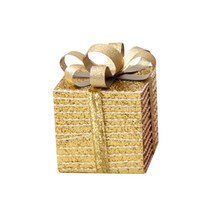 플라워트리 줄무늬 선물상자 크리스마스 인테리어 장식, 골드