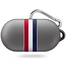 삼성 갤럭시 버즈 / 버즈 플러스 공용 이어폰 하드 케이스 + 키링, 스트라이프 그레이