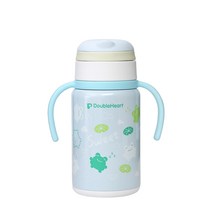더블하트 스테인리스 빨대컵 개구리 300ml, 그린, 1개