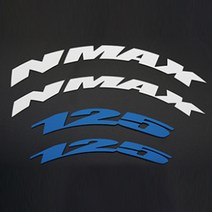 그리븐 바이크 타이어 레터링 스티커 TR038 4p, 야마하 NMAX 125, 화이트반사 + 블루