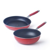 키친아트 뷰티 인덕션 후라이팬 28cm + 궁중팬 28cm 세트, 레드