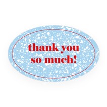 컬러드롭 땡큐쏘머치 타원형 포장 데코스티커, 블루, 120개