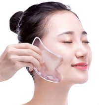 V라인 크리스탈 투명 경락 마사지 원석괄사 + 벨벳 파우치, 2세트, 혼합색상