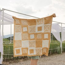 슬로우모먼츠 프리지아 블랭킷 + 코바늘 키트 세트, 1세트, 혼합색상