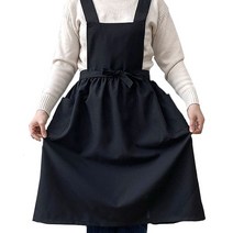 케이 무지 앞리본 원피스 앞치마, 블랙, 1개