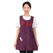 레뷰가운 얇은 꽃장식 앞치마 L AE207, 보라, 1개