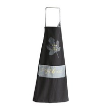 허브플러스 북유럽 스타일 나뭇잎 코튼 앞치마, 블랙, 1개