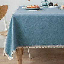 마켓에이 앤틱풍 레이스 방수 테이블매트, 블루, 90 x 90 cm